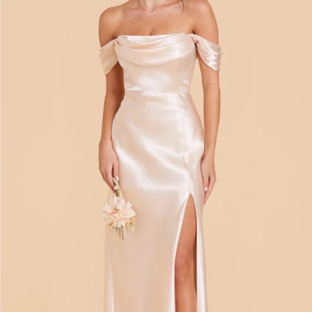 Mia convertible dress satin champagne small birdy grey